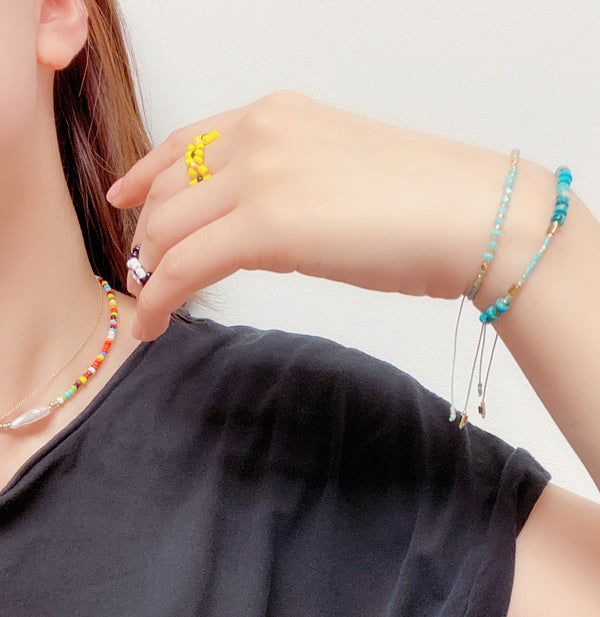 “Power of Gemstone” Turquoise Japanese Seed Bead String Bracelet Epic - ISAACSONG.DESIGN