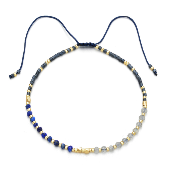 “Power of Gemstone” Sapphire Japanese Seed Bead String Bracelet - ISAACSONG.DESIGN