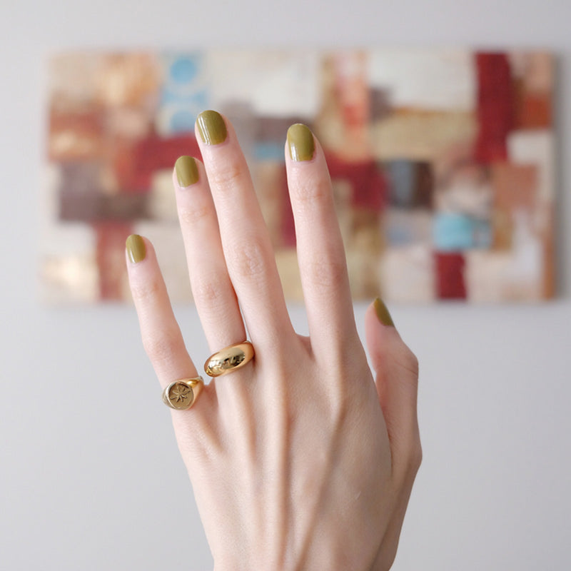 Stackable knuckle Midi Gold Signet ring for women - ISAACSONG.DESIGN