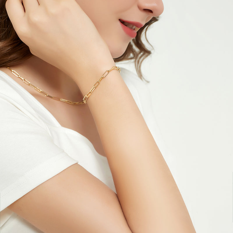 Gold Chain Oval Thick Link Choker Collar Necklace and Bracelet Jewelry Set - ISAACSONG.DESIGN