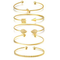 Inspirational Love Knot Stackable Open Cuff Bangle Bracelet Set - ISAACSONG.DESIGN