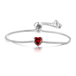 “My Love” Adjustable Cubic Zirconia Valentine’s Heart Chain Bracelets - Garnet Crystal - ISAACSONG.DESIGN