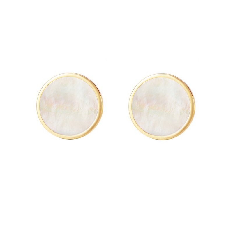 Gold Vermeil Circle geometric charm Dainty Coin Stud Earrings - ISAACSONG.DESIGN