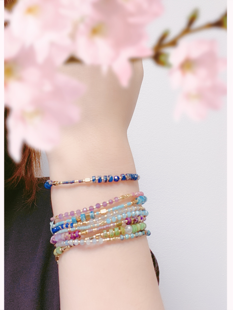 “Power of Gemstone” Aventurine Japanese Seed Bead String Bracelet Epic - ISAACSONG.DESIGN