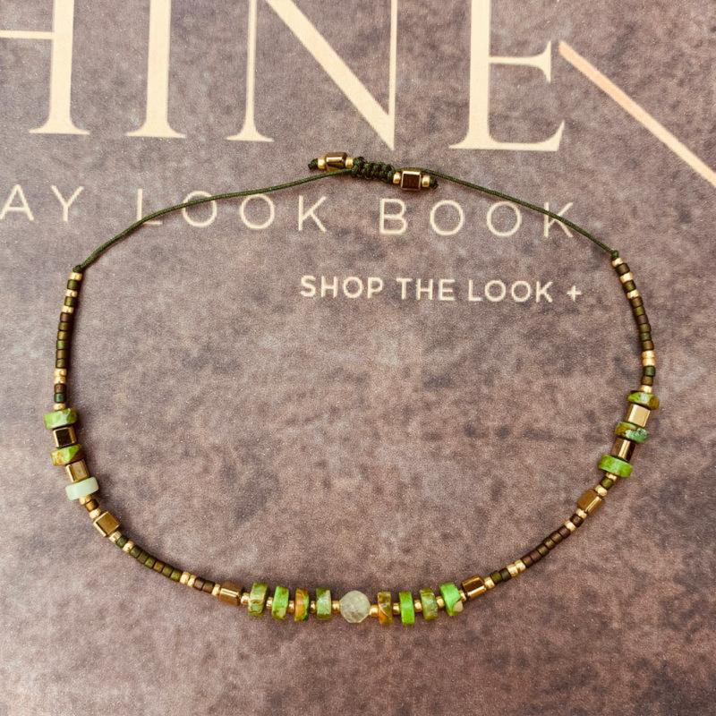 “Power of Gemstone” Aventurine Japanese Seed Bead String Bracelet Epic - ISAACSONG.DESIGN