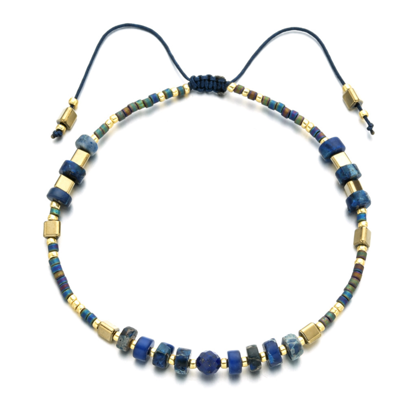 “Power of Gemstone” Sapphire Japanese Seed Bead String Bracelet epic - ISAACSONG.DESIGN