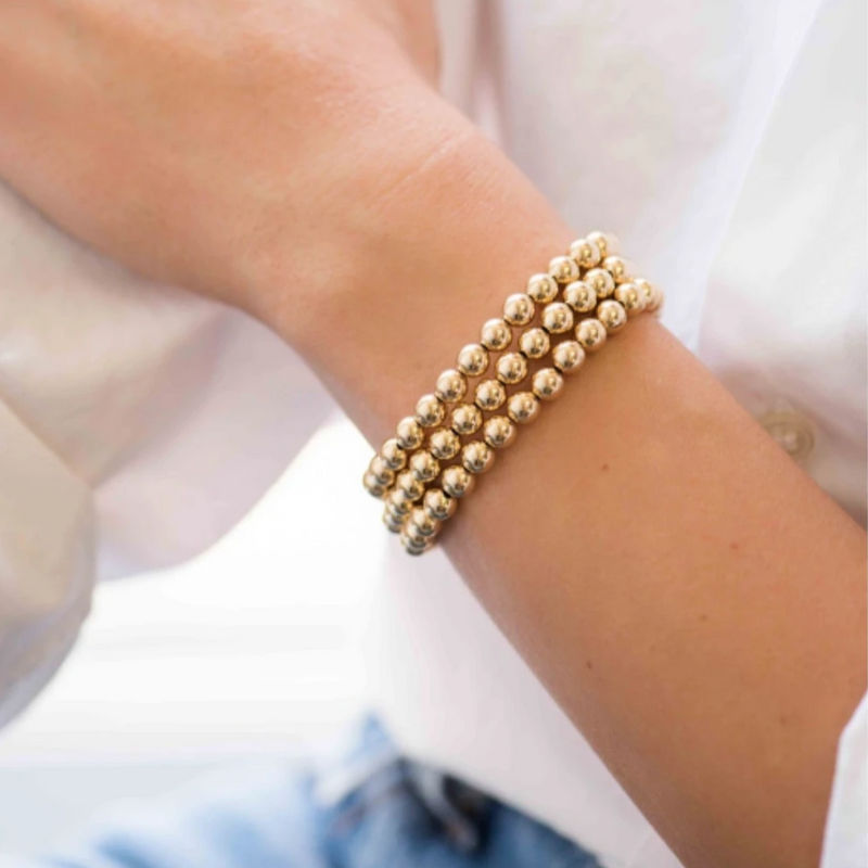 Unisex Gold Beaded Chunky Couple Stacking Elastic Bracelet ISAACSONG.DESIGN