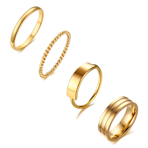 Dainty Gold Stacking Knuckle Midi Rings 4pcs Set - ISAACSONG.DESIGN