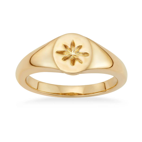 Stackable knuckle Midi Gold Signet ring for women - ISAACSONG.DESIGN
