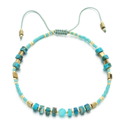 “Power of Gemstone” Turquoise Japanese Seed Bead String Bracelet Epic - ISAACSONG.DESIGN